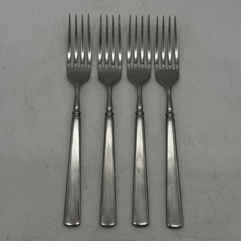 Oneida EASTON Satin Finish Lot Set 4 Dinner Forks Stainless Steel Flatware USA